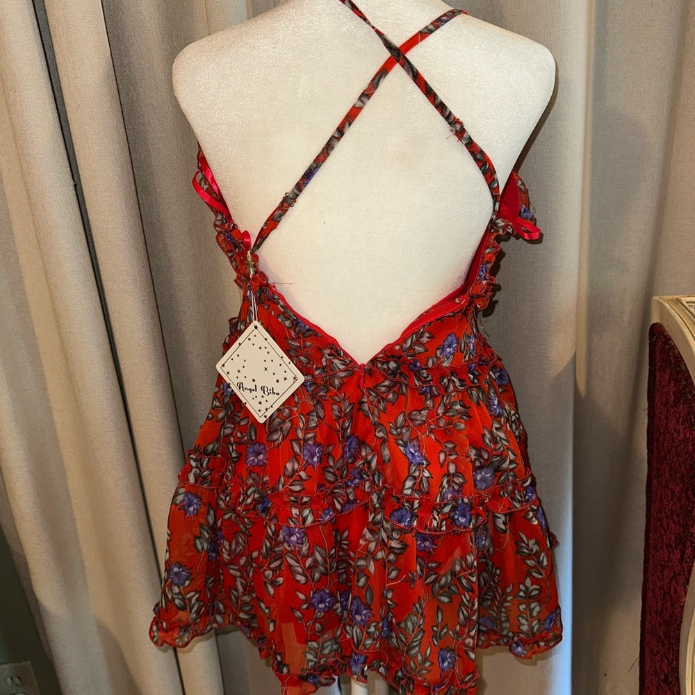 Hello Molly Red Floral Ruffle Mini Dress - Picture 5 of 8